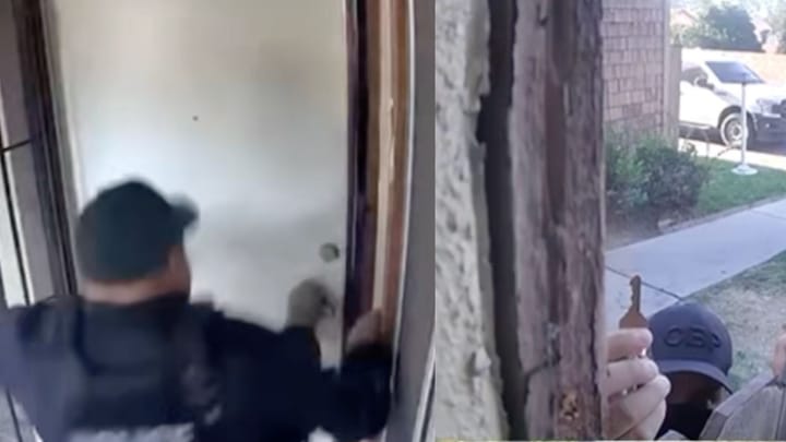 Grabaciones muestran a un hombre de Fontana huyendo mientras los agentes de inmigración intentan forzar la entrada